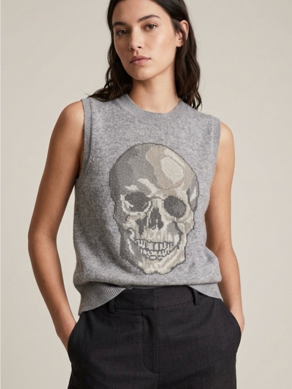 Skull cashmere Intarsia Knit Sweater Vest